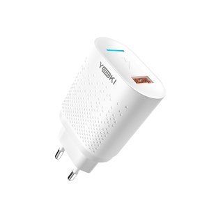 Мережевий Зарядний Пристрій YOKI Led Series YK-QC 3.0 18W Бiлий 6902013731350 фото
