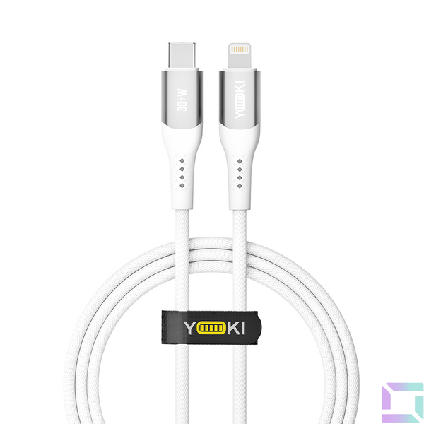 Кабель USB YOKI SOLID YK-SO15 Type-C to Lightning 30W 1.2m Колір Бiлий 6907858579280 фото