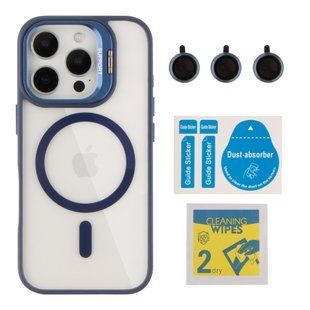 Чохол TPU+PC+Metal Stand Case with MagSafe and Camera Lenses для iPhone 16 Pro Max М'ята упаковка Dark Blue 2020000504290 фото
