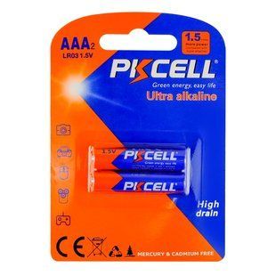 Батарейки PKCELL 1.5V AAA/LR03, 2 штуки в блистере ААА 6942449511911 фото