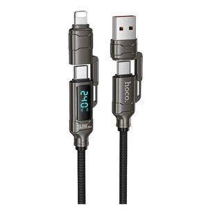 Кабель USB Hoco U152 PD3.1 240W 4-in-1 USB/C to iP/C Led Display 1.2m Чорний 6942007677219 фото