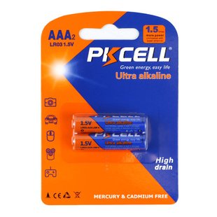 Батарейка щелочная PKCELL 1.5V AAA/LR03, 2 штуки в блистере (PC/LR03-2B) Характеристики ААА 6942449511911 фото