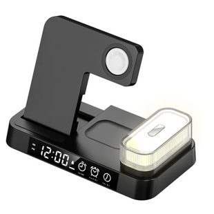 Бездротовий Зарядний Пристрій JJT-S37 5in1+Lamp/Alarm Clock 30W S version М'ят.упак. Чорний 2020000374831 фото