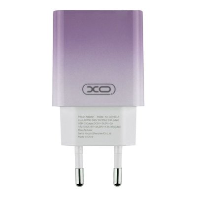 Мережевий Зарядний Пристрій XO CE18 1Type-C PD/QC 30W Type-C to Type-C Колір Фіолетовий 6920680851713 фото