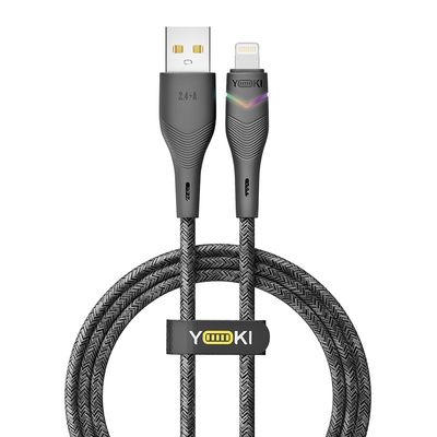 Кабель USB YOKI RGB YK-RG24 Lightning 2.4A 1.2m Колір Чорний 6907858579655 фото