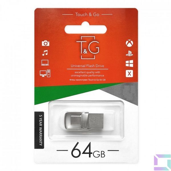 USB OTG флеш-накопичувач -Type C 64GB T&G металева серія 104 Сталевий 4719303952799 фото