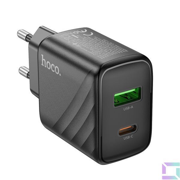 Мережевий Зарядний Пристрій Hoco CS23A 1USB/1USB-C PD/QC 30W Чорний 6942007609944 фото