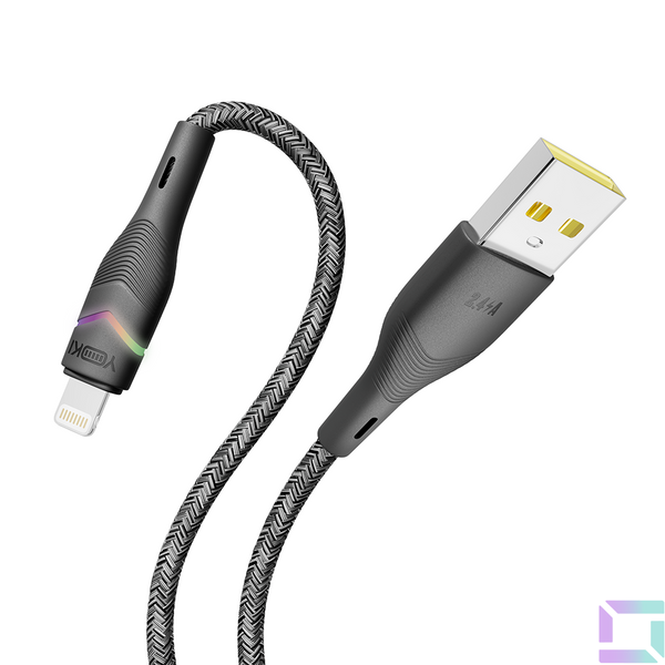 Кабель USB YOKI RGB YK-RG24 Lightning 2.4A 1.2m Колір Чорний 6907858579655 фото