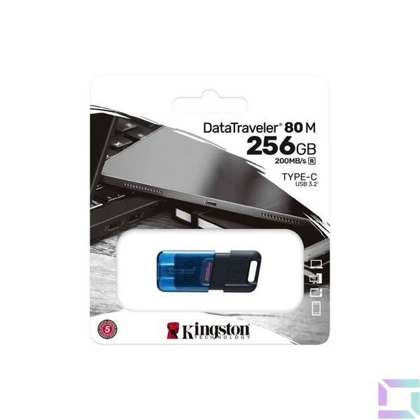 USB Flash Drive 3.2 Kingston DT 80M 256Gb Type C Цвет Черный/Голубой 740617330557 фото