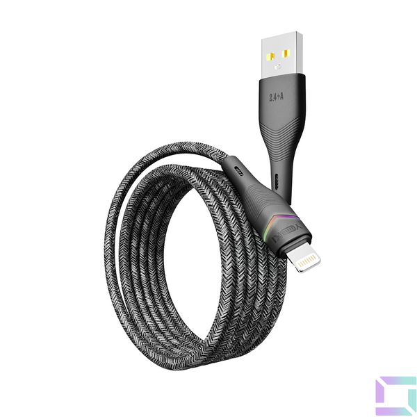 Кабель USB YOKI RGB YK-RG24 Lightning 2.4A 1.2m Колір Чорний 6907858579655 фото