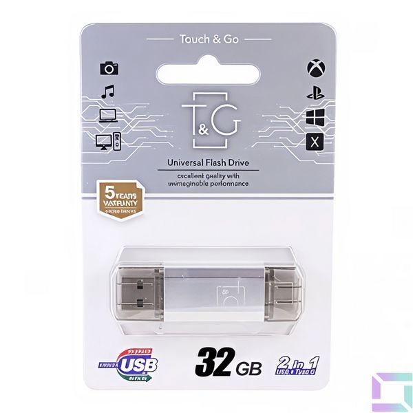 USB Flash Drive T&G 32gb USB/Type C 009 Срібло 4719303953451 фото