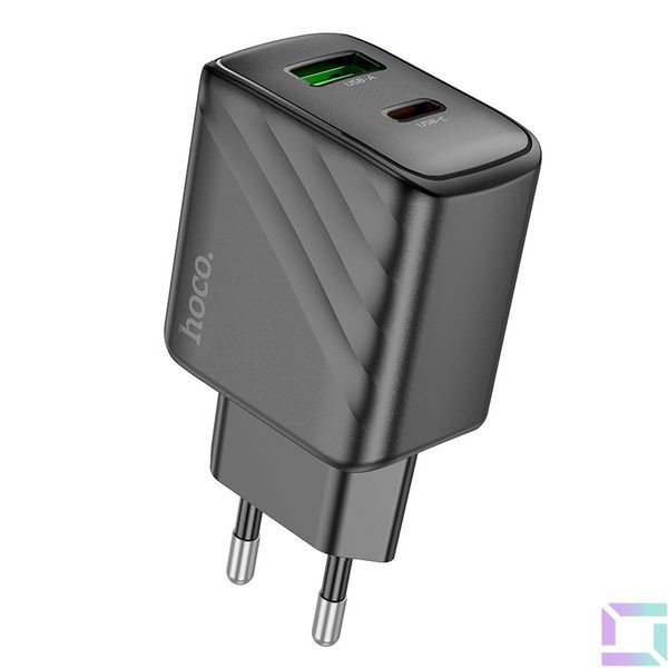 Мережевий Зарядний Пристрій Hoco CS23A 1USB/1USB-C PD/QC 30W Чорний 6942007609944 фото