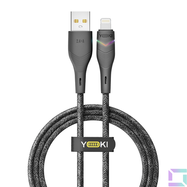 Кабель USB YOKI RGB YK-RG24 Lightning 2.4A 1.2m Колір Чорний 6907858579655 фото