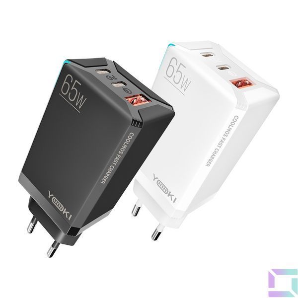 Сетевое Зарядное Устройство YOKI Led Series YK-65 GaN Ultra PD 65W Белый 6902013230464 фото