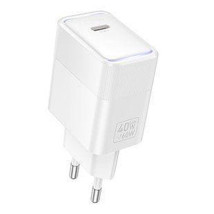 Мережевий Зарядний Пристрій Hoco CS113A 1USB-C PD3.2 40W/60W Бiлий 6942007680431 фото