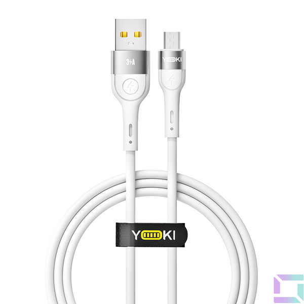 Кабель USB YOKI EXTRA YK-EX11 Micro 3A 1.2m Колір Бiлий 6907858579006 фото