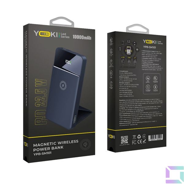 Універсальна Мобільна Батарея Power Bank Yoki Smart Series YK-BMS22PD 22.5W Magnetic Wireless 10W, 10000 mAh Колір Темно-синій 6902013330454 фото