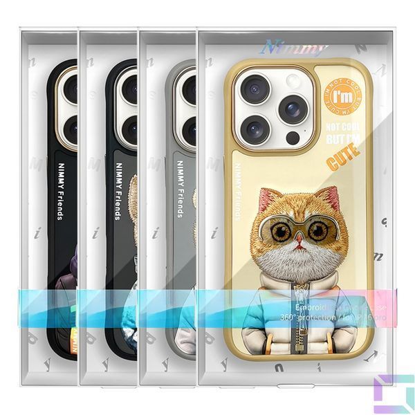 Чехол TPU+PC Nimmy 3D with Metal Buttons для iPhone 16 Pro Bear Grey 6971080319495 фото