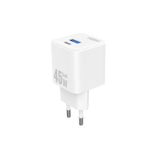 Мережевий Зарядний Пристрій Yoki FlashGaN YK-GaN45FAC 1 Type-C+1USB 45W Бiлий 6912345678155 фото