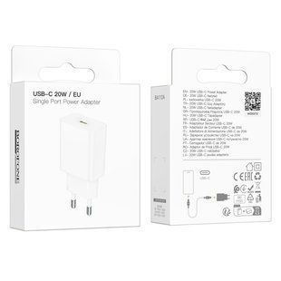 Мережевий Зарядний Пристрій Borofone BA112A 1USB-C PD20W Бiлий 6941991127618 фото