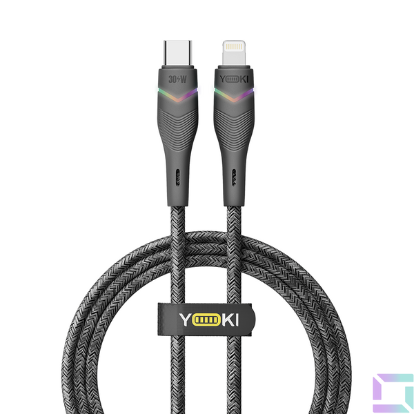 USB YOKI RGB YK-RG24 Type-C to Lightning 30W 1.2m Цвет Черный 6907858579679 фото