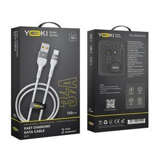 Кабель USB YOKI EXTRA YK-EX11 Type-C 3A 1.2m Бiлий 6907858579020 фото