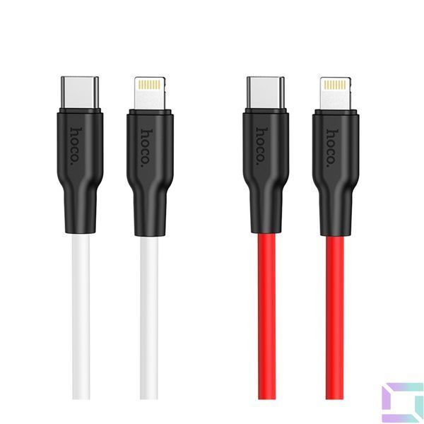 Кабель USB Hoco X21 Plus Silicone PD 20W Type-C to Lightning Чорно-Білий 6931474742162 фото