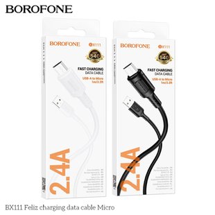 Кабель USB Borofone BX111 Micro 2.4A Колір Чорний 6941991115066 фото