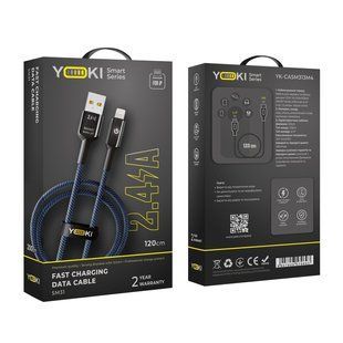 USB YOKI SMART YK-SM31 Lightning 2.4A 1.2m Черно-Синий 6907858579693 фото