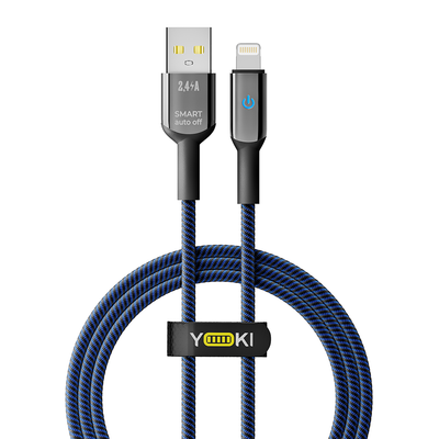 Кабель USB YOKI SMART YK-SM31 Lightning 2.4A 1.2m Колір Чорно-Синій 6907858579693 фото