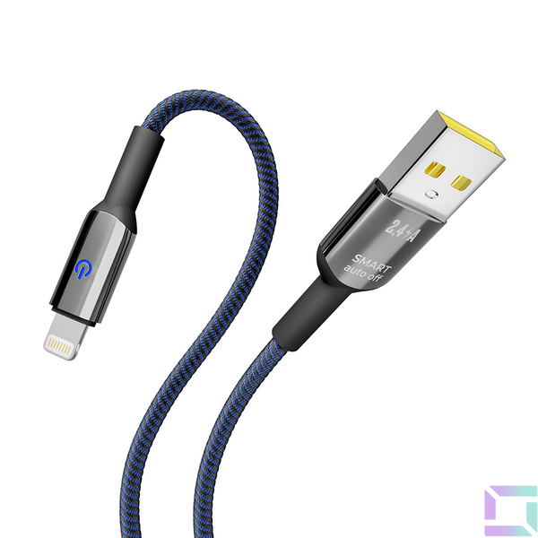 Кабель USB YOKI SMART YK-SM31 Lightning 2.4A 1.2m Колір Чорно-Синій 6907858579693 фото