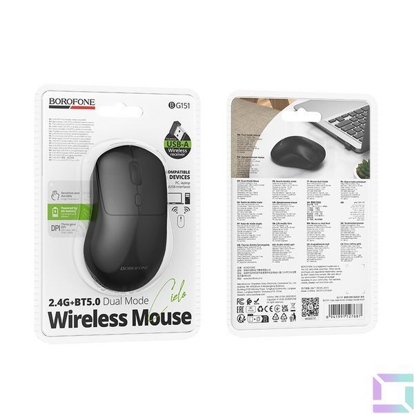 Бездротова Миша Borofone BG151 Cielo 2.4G + Bluetooth Чорний 6941991127687 фото