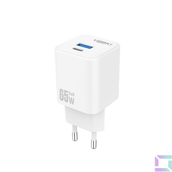 Сетевое Зарядное Устройство Yoki ForceGaN YK-GaN65FAC 1 Type-C + 1 USB 65W Белый 6912345678179 фото