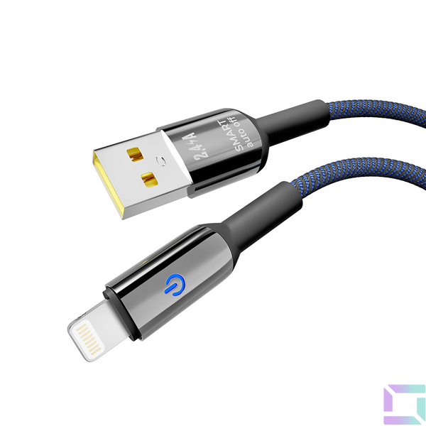 Кабель USB YOKI SMART YK-SM31 Lightning 2.4A 1.2m Колір Чорно-Синій 6907858579693 фото