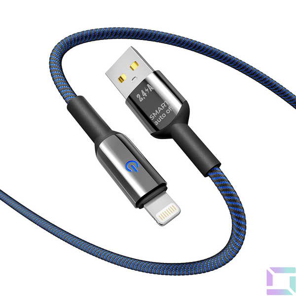 Кабель USB YOKI SMART YK-SM31 Lightning 2.4A 1.2m Колір Чорно-Синій 6907858579693 фото