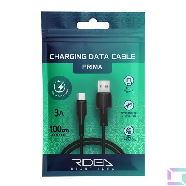 Кабель USB Ridea RC-M121 Prima Type-C 3A Чорний 6902013710140 фото
