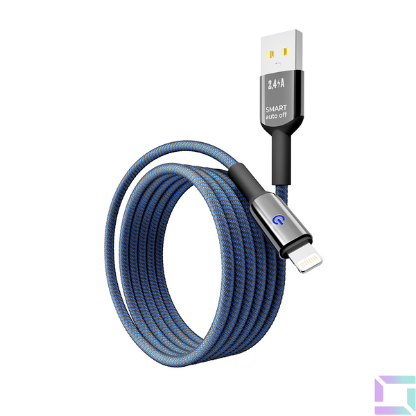 Кабель USB YOKI SMART YK-SM31 Lightning 2.4A 1.2m Колір Чорно-Синій 6907858579693 фото