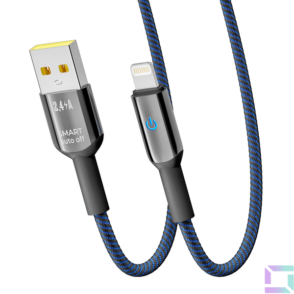 Кабель USB YOKI SMART YK-SM31 Lightning 2.4A 1.2m Колір Чорно-Синій 6907858579693 фото