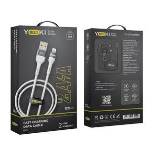 Кабель USB YOKI EXTRA YK-EX11 Lightning 2.4A 1.2m Бiлий 6907858579044 фото