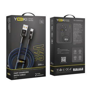 USB YOKI SMART YK-SM31 Type-C 3A 2m Черно-Синий 6907858579709 фото