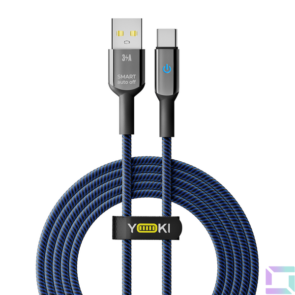 Кабель USB YOKI SMART YK-SM31 Type-C 3A 2m Чорно-Синій 6907858579709 фото