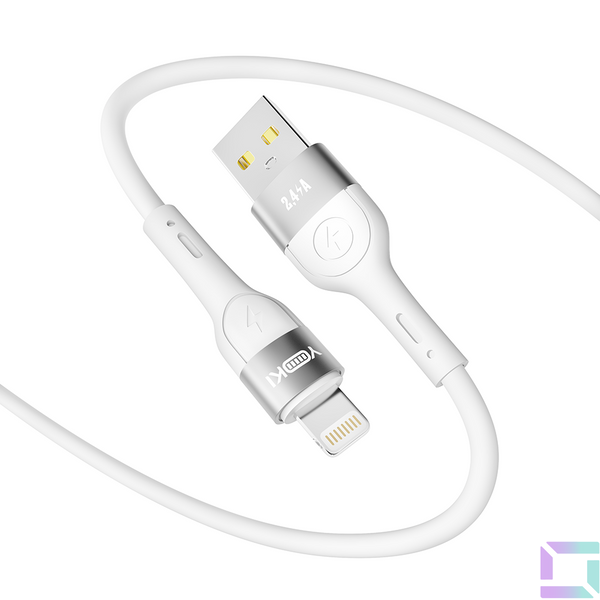 Кабель USB YOKI EXTRA YK-EX11 Lightning 2.4A 1.2m Колір Бiлий 6907858579044 фото