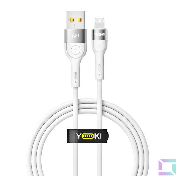 Кабель USB YOKI EXTRA YK-EX11 Lightning 2.4A 1.2m Колір Бiлий 6907858579044 фото