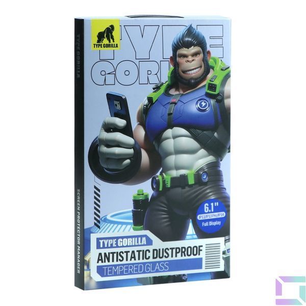 Защитное Стекло Type Gorilla 0.33 мм 2.5D HD Anti-Static PTJ1 для iPhone 13/13 Pro/14/16e Черный 6934663701223 фото