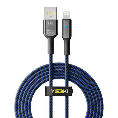 Кабель USB YOKI SMART YK-SM31 Lightning 2.4A 2m Колір Чорно-Синій 6907858579716 фото