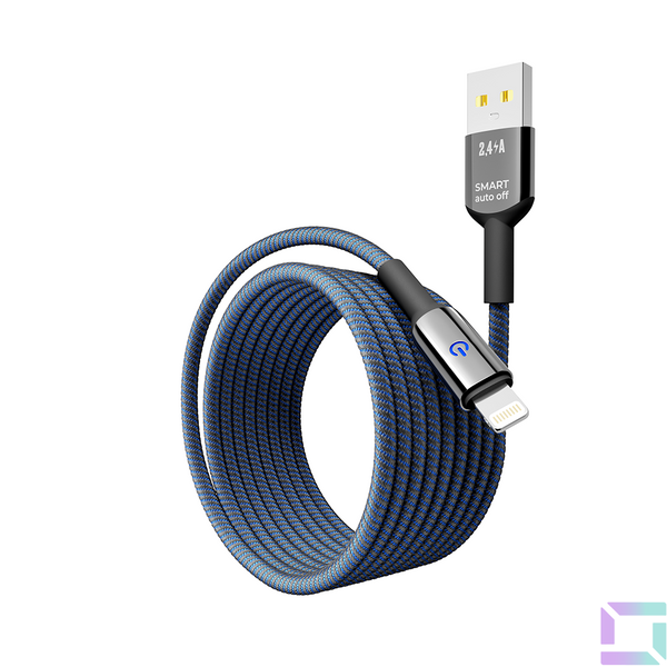 Кабель USB YOKI SMART YK-SM31 Lightning 2.4A 2m Колір Чорно-Синій 6907858579716 фото