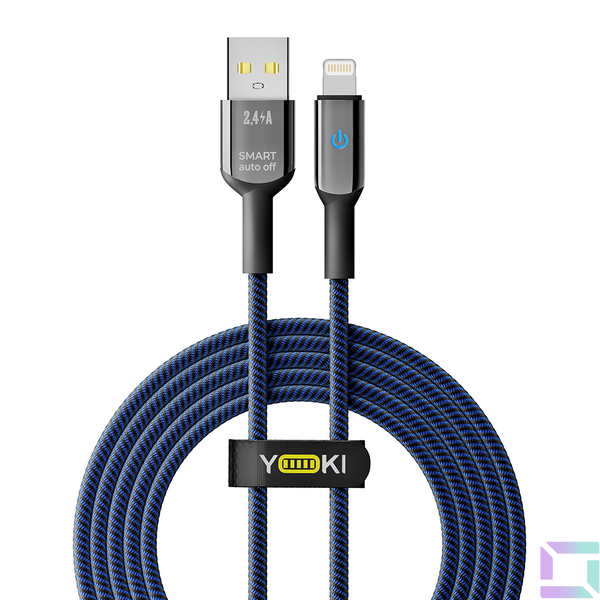 Кабель USB YOKI SMART YK-SM31 Lightning 2.4A 2m Колір Чорно-Синій 6907858579716 фото