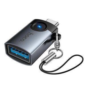 Перехідник Hoco UA46C Type-C male to USB female USB3.0 Сірий 6942007675659 фото