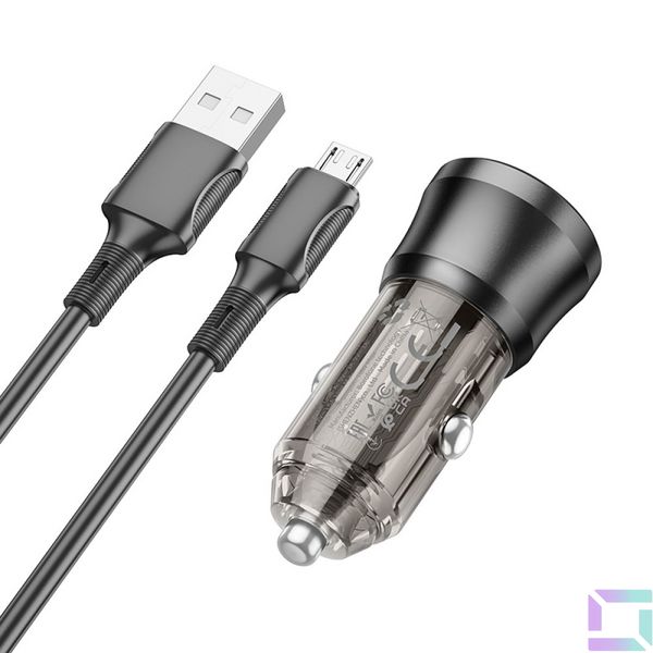 Авто Зарядное Устройство Borofone BZ23 1USB QC18W+Micro Цвет Прозрачно-черный 6941991106910 фото