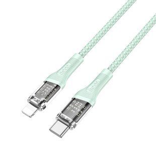 Кабель USB Hoco U111 Transparent Discovery Edition PD20W Type C to Lightning Зелений 6931474778246 фото